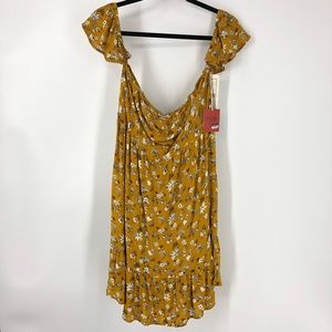 Mossimo Womens Size Large Yellow Floral Dress